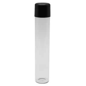 clear glass 115mm tube with plastic black lid