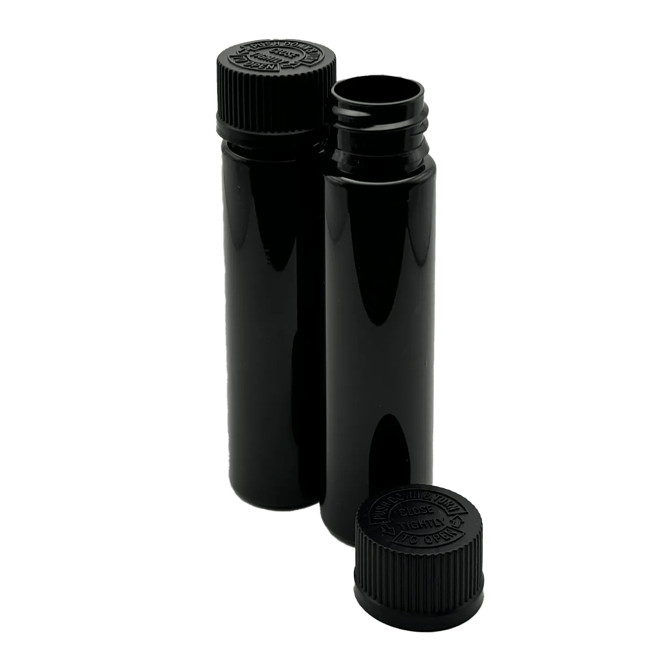 124mm child resistant PET tube plastic. black child resistant tube for cannabis products