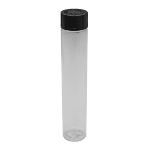 114mm clear plastic screwcap tube with black lid