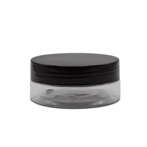 80mL clear plastic jar with black lid